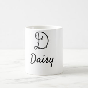 Caneca De Café Letra D monograma preto minimalista simples adicio