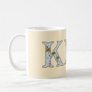 Caneca De Café letra de monograma de pêssego nome vintage pastel