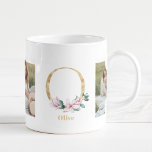 Caneca De Café Letra Dourada Moderna O Flor | Dois Monogramas fot<br><div class="desc">Letra Dourada Moderna O Flor | Dois Monogramas fotográficos</div>