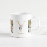Caneca De Café Letra Dourada Moderna Y Flor | Dois Monogramas fot<br><div class="desc">Letra Dourada Moderna Y Flor | Dois Monogramas fotográficos</div>