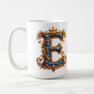 Caneca De Café Letra E Azul Ornata