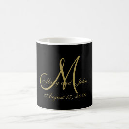 Caneca De Café Letra e nomes iniciais personalizáveis Dourados pr