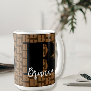 Caneca De Café Letra Escuro Branco Nome Escuro Escuro Letra Escur