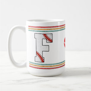 Caneca De Café Letra F de Beisebol Vintage Retro Distorcida