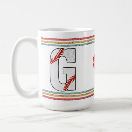 Caneca De Café Letra G de Beisebol Retro Vintage Escola Antiga
