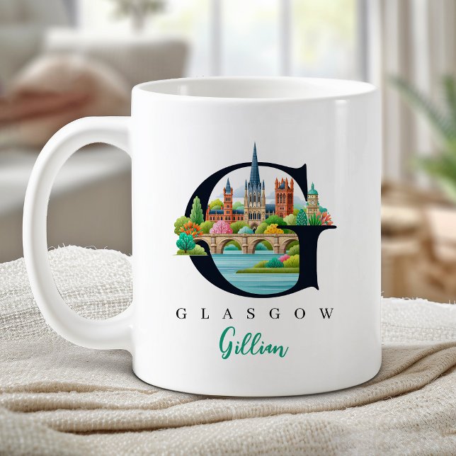 Caneca De Café Letra G Monograma de Glasgow Presente Personalizad (Glasgow Monogram Letter G Personalized Gift Coffee Mug)