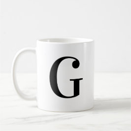 Caneca De Café Letra G Monograma Preta Personalizada