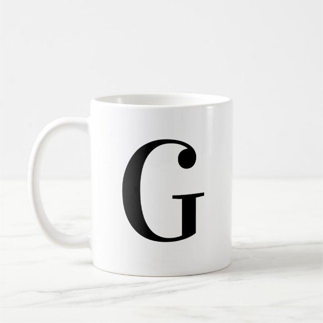 Caneca De Café Letra G Monograma Preta Personalizada (Esquerda)