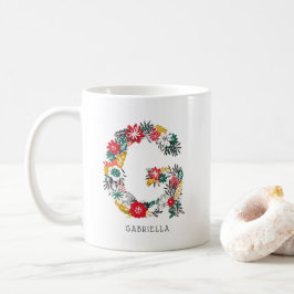 Caneca De Café Letra G | Whimsical Floral - Letra Monograma I Mug