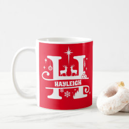 Caneca De Café Letra H Monograma Nome inicial Vermelho  
