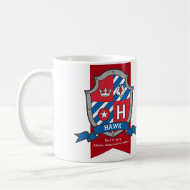 Caneca De Café Letra Hawk H heraldry red blue name