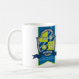 Caneca De Café Letra Hunter H heraldry green blue blue name