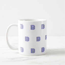 Caneca De Café Letra Inicial de Monograma Padrão Simples Moderno 