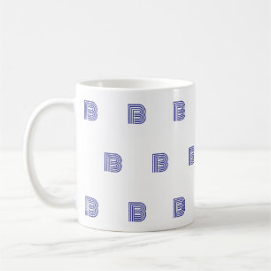Caneca De Café Letra Inicial de Monograma Padrão Simples Moderno