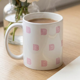 Caneca De Café Letra Inicial de Monograma Padrão Simples Moderno 