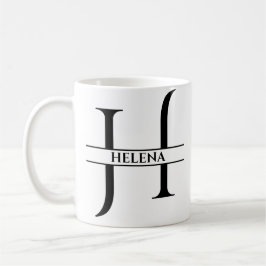 Caneca De Café Letra inicial Elegante Personalizada H