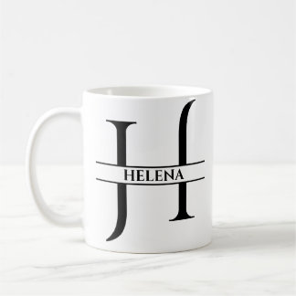Caneca De Café Letra inicial Elegante Personalizada H