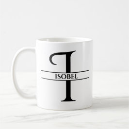 Caneca De Café Letra inicial Elegante Personalizada I