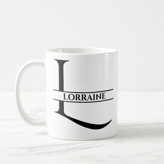 Caneca De Café Letra inicial Elegante Personalizada L (Esquerda)