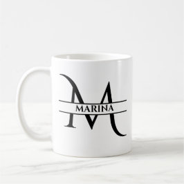 Caneca De Café Letra inicial Elegante personalizada M