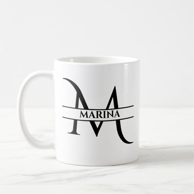Caneca De Café Letra inicial Elegante personalizada M (Esquerda)