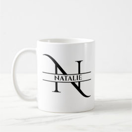 Caneca De Café Letra inicial Elegante Personalizada N