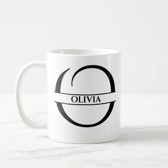 Caneca De Café Letra inicial Elegante personalizada O (Esquerda)