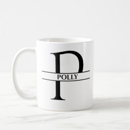 Caneca De Café Letra inicial Elegante personalizada P