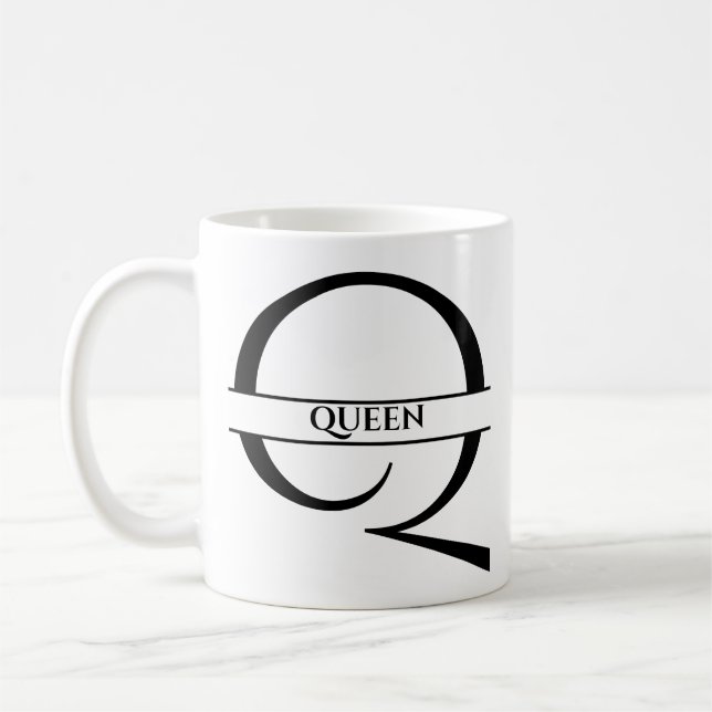 Caneca De Café Letra inicial Elegante personalizada Q (Esquerda)
