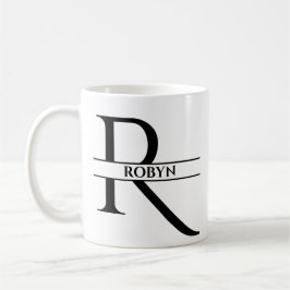 Caneca De Café Letra inicial Elegante Personalizada R