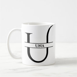 Caneca De Café Letra inicial Elegante Personalizada U