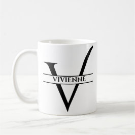 Caneca De Café Letra inicial Elegante personalizada V