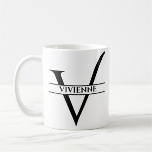Caneca De Café Letra inicial Elegante personalizada V