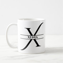 Caneca De Café Letra inicial Elegante personalizada X