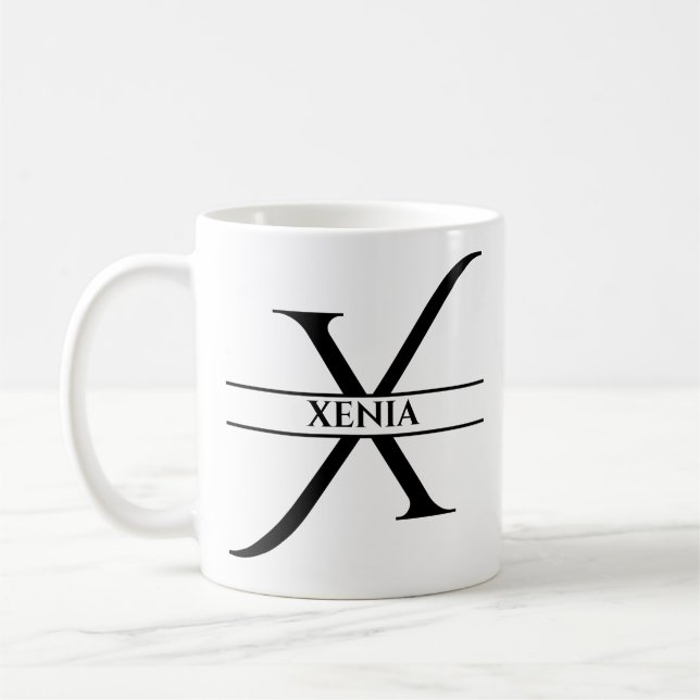 Caneca De Café Letra inicial Elegante personalizada X (Esquerda)