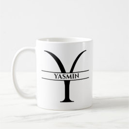 Caneca De Café Letra inicial Elegante personalizada Y