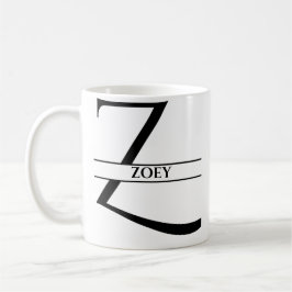 Caneca De Café Letra inicial Elegante personalizada Z