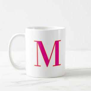 Caneca De Café Letra Inicial Monograma Moderno Tendência Rosa