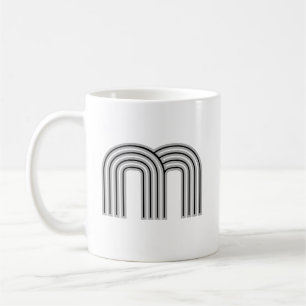 Caneca De Café Letra Inicial Monograma Preto Branco Moderno Elega