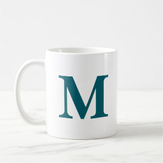 Caneca De Café Letra inicial Monograma teal moderno