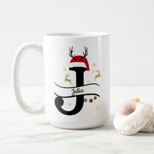 Caneca De Café Letra J Alfabeto Natal