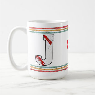 Caneca De Café Letra J Universitária de Beisebol Retro Vintage