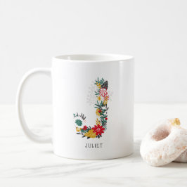 Caneca De Café Letra J | Whimsical Floral - Letra Monograma I Mug