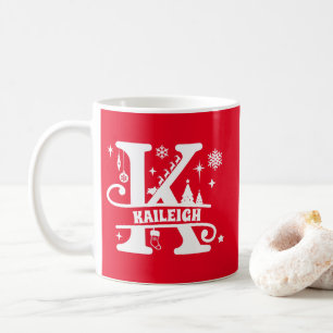 Caneca De Café Letra K Monograma Nome inicial Vermelho