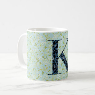Caneca De Café Letra K verde claro e azul livre