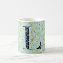 Caneca De Café Letra L verde claro e azul livre