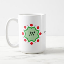 Caneca De Café Letra M de Monograma Elegante – Emblema Verde com