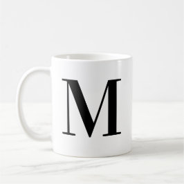 Caneca De Café Letra M de Monograma Preto Personalizado