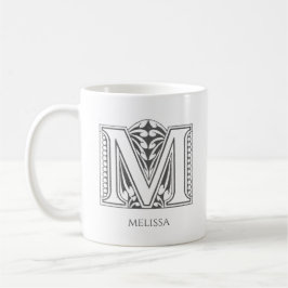 Caneca De Café Letra M Monograma Nome Moderno Café Mug
