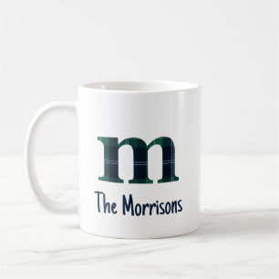 Caneca De Café Letra Minúscula m em Xadrez e Nome